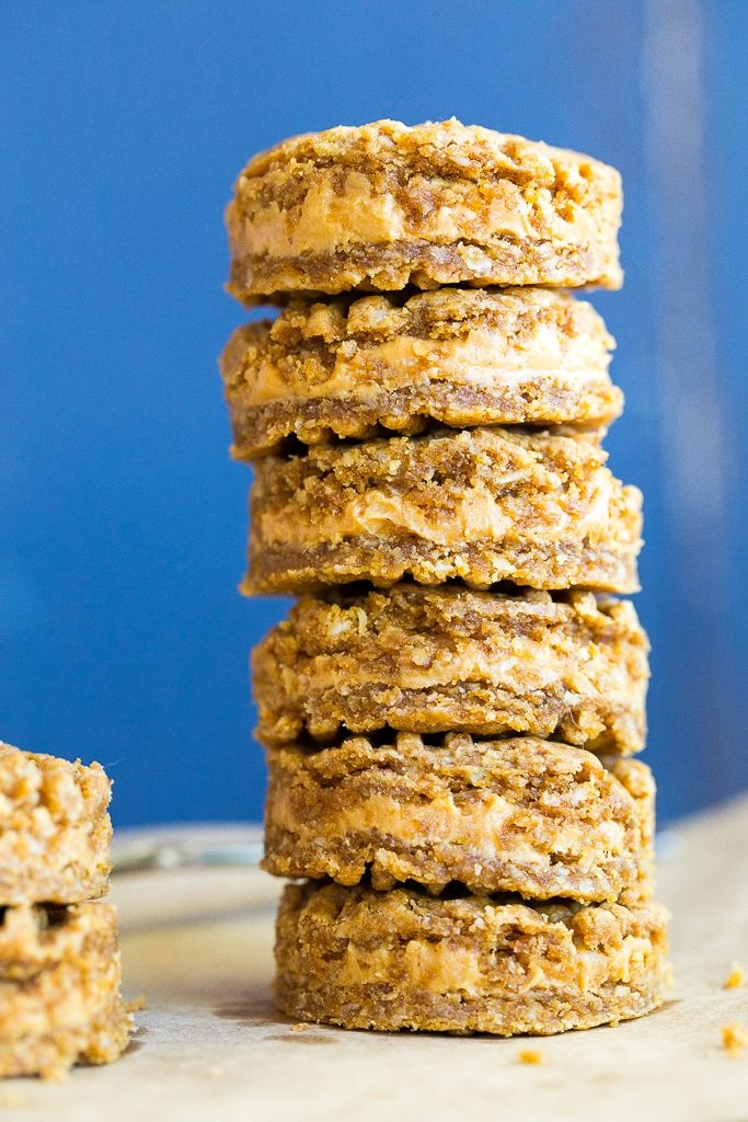 Double Peanut Butter Sandwhich Cookies - Chewy and delicious!  Also vegan and gluten free!
