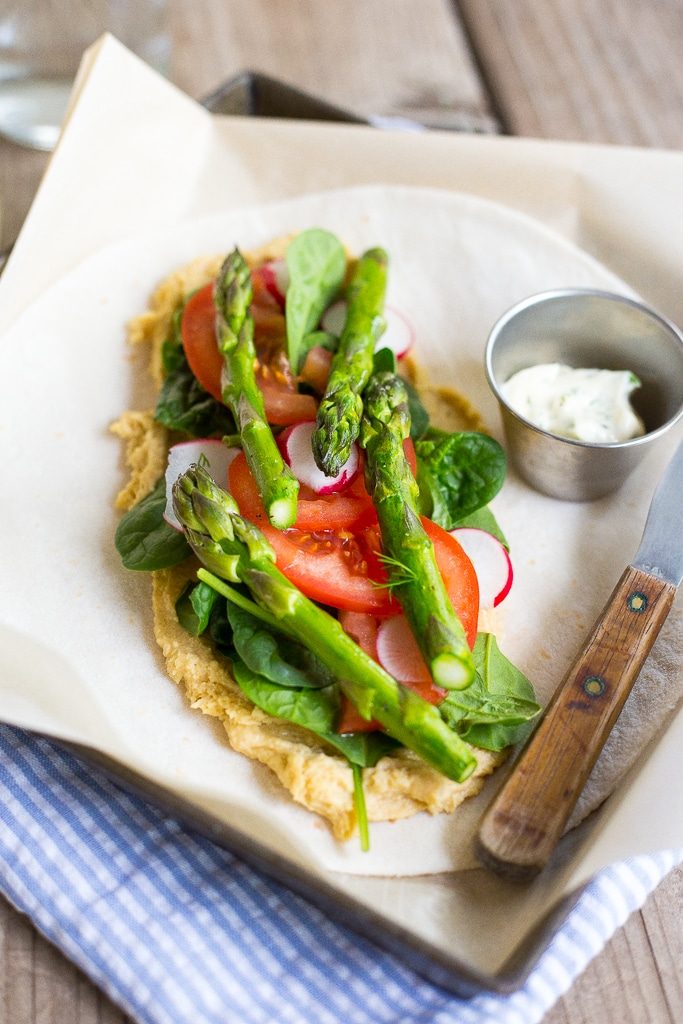 These Hummus Wraps with Spring Vegetables & Herbed Mayo are fresh, light and delicious! They make for a great lunch or dinner! {gluten free, vegan}