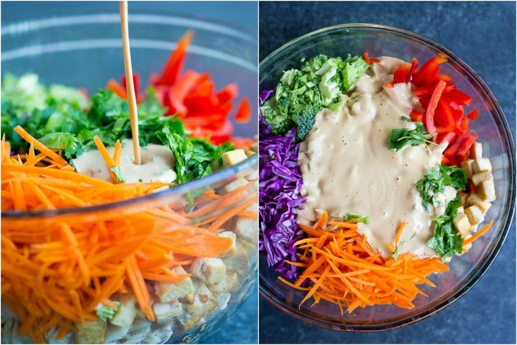 Asian Peanut Pasta Salad with Tofu- A mayo free pasta salad that is packed with flavor and vegetables! It's gluten free and vegan and perfect for your next BBQ or a make ahead lunch! It's also great for a quick and easy vegetarian dinner!