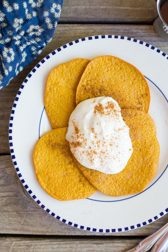 Two Ingredient Sweet Potato Pancakes- So easy to make and great for kids! Gluten free, dairy free, and paleo!