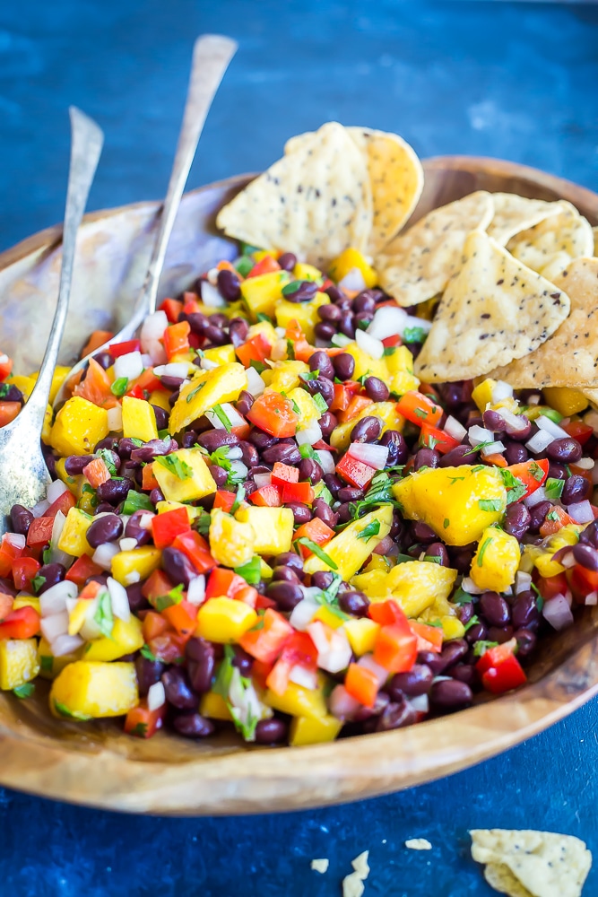 Easy Mango Black Bean Salad- Great for a quick, easy and healthy side dish or condiment! Healthy/Vegan/Gluten Free/ Summer Side