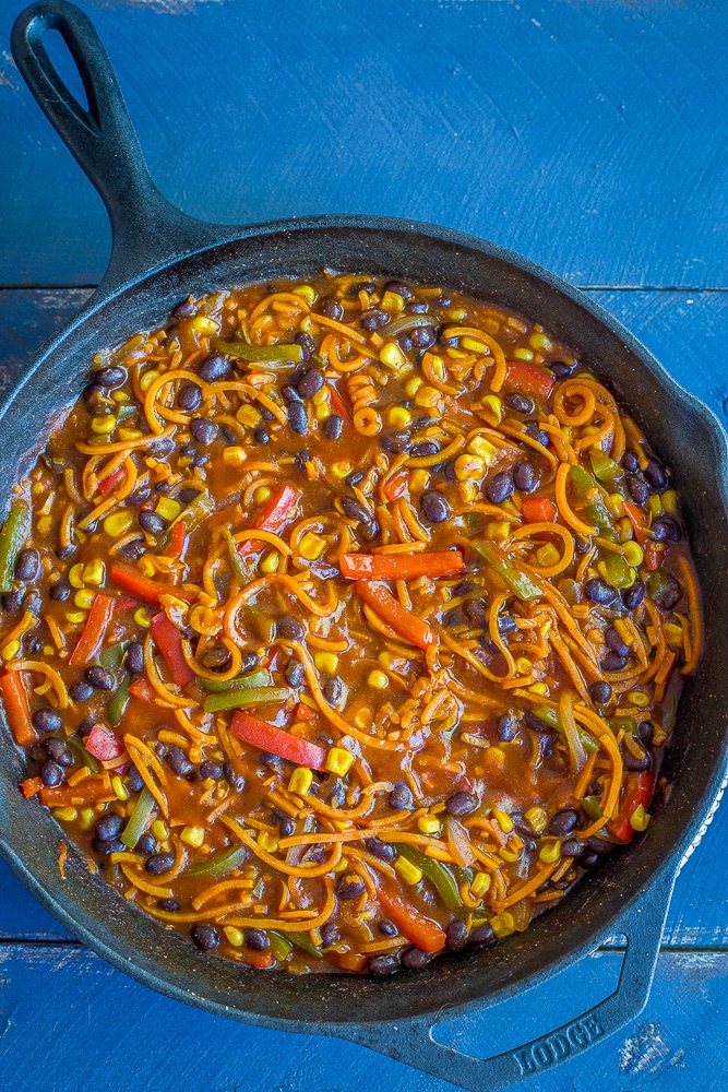 Sweet Potato Noodle Enchilada Bowls - These delicious bowls can be made as a quick and easy dinner or a meal prep lunch! Vegetarian/Vegan/Gluten Free/Dinner/Meal Prep