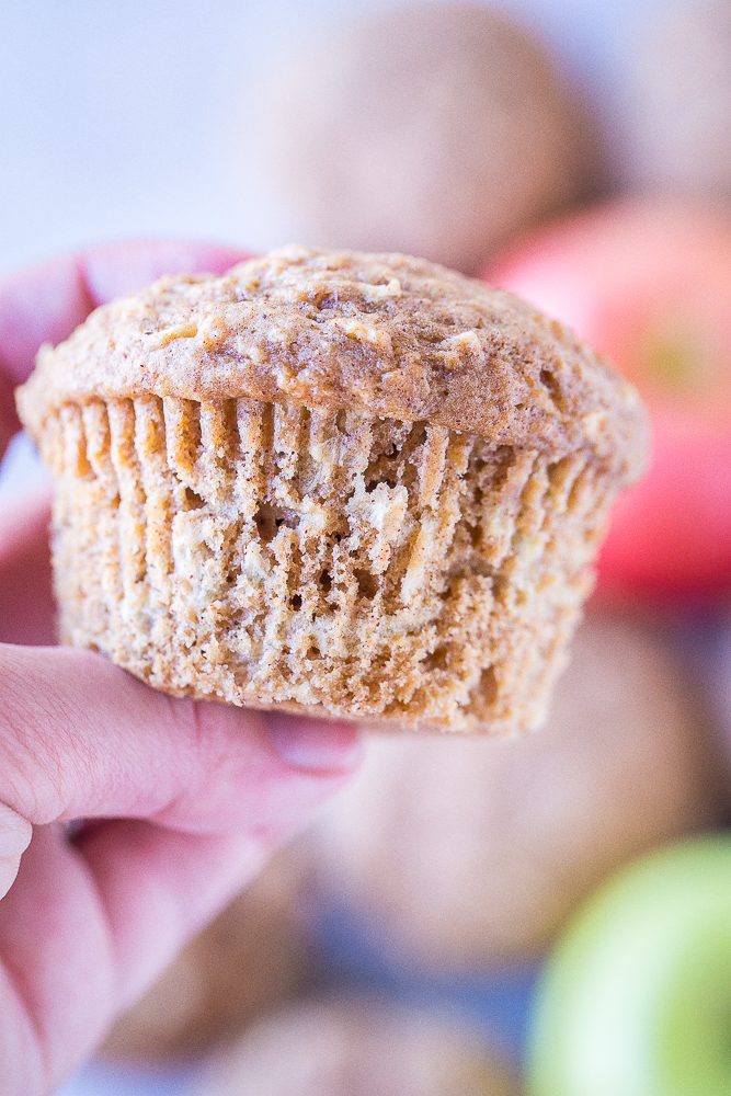 Close up of Best Healthy Apple Cinnamon Muffins