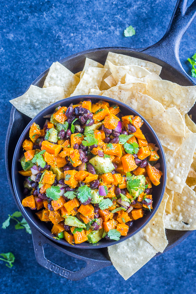 A bowl of Roasted Butternut Squash Salad with Black Beans