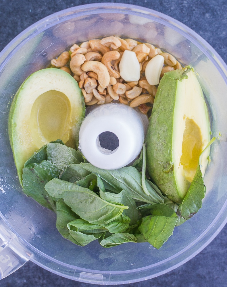 Step by step photos of how to make Avocado Basil Pesto Sauce