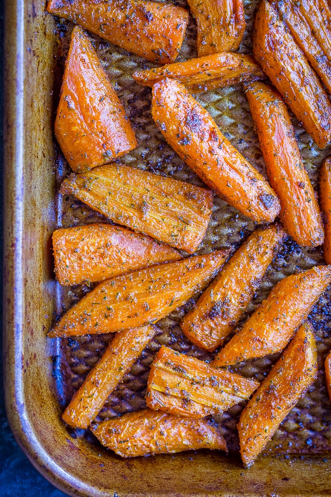 Ranch Roasted Carrot Recipe on a sheet pan