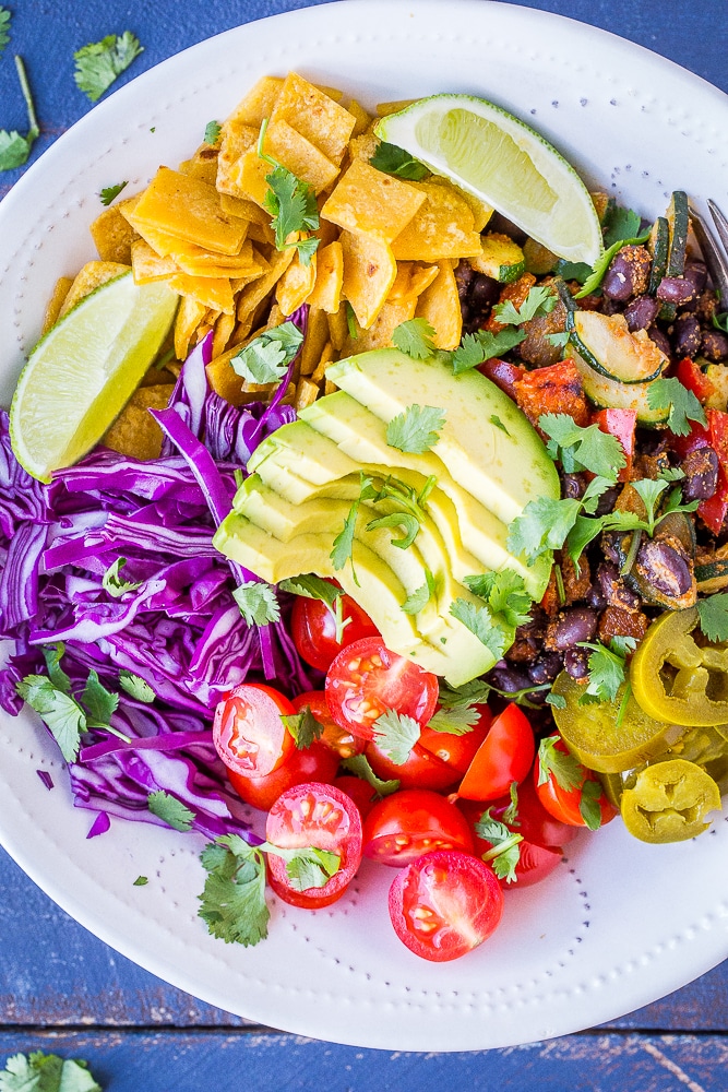 Close up of Vegan Taco Bowls