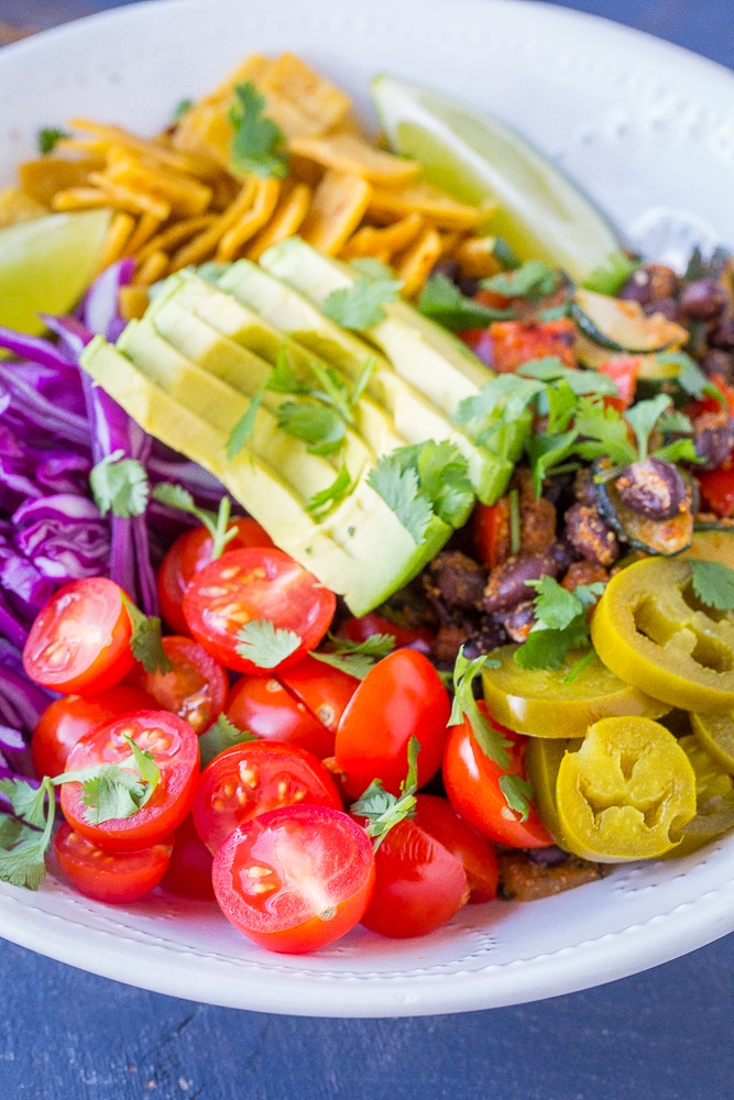Close up of vegan taco bowls