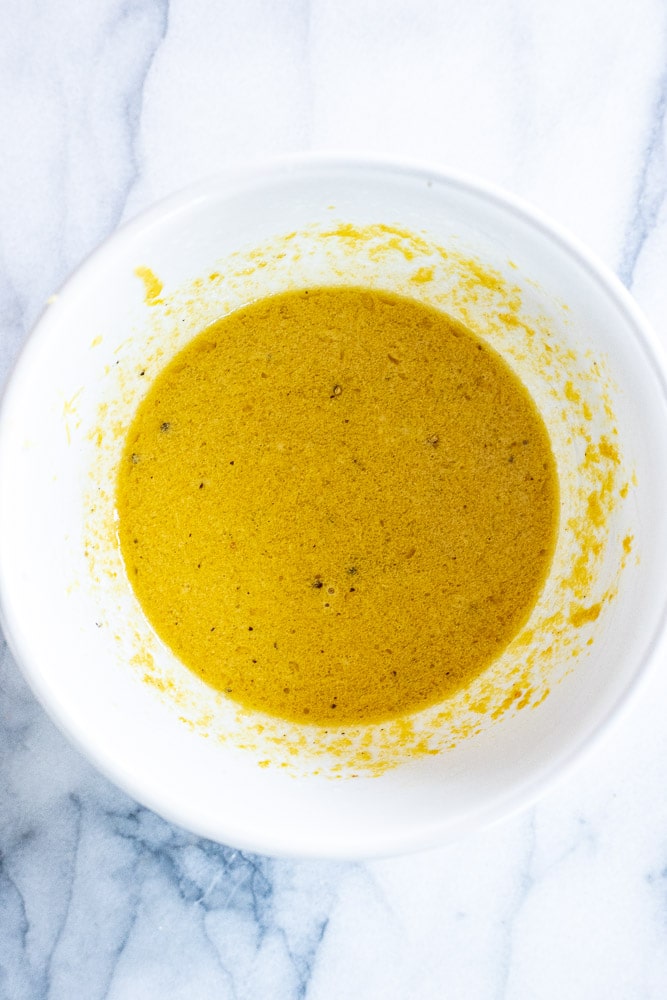 vegan lemon garlic sauce in a bowl