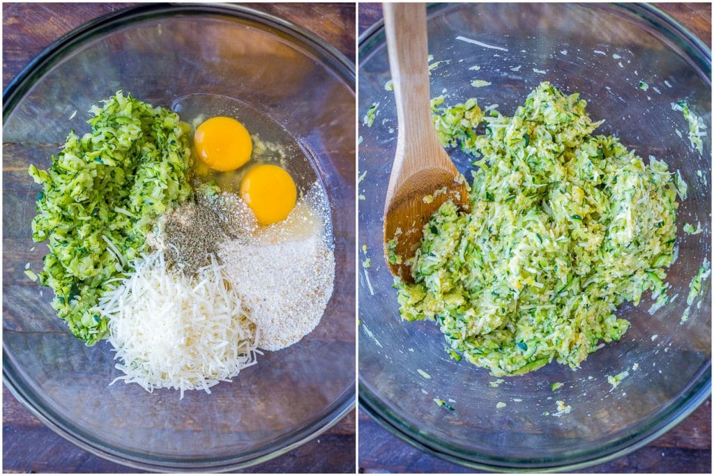 showing how to make zucchini pizza bites