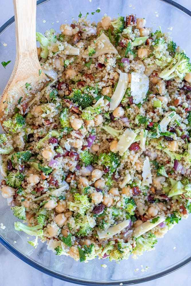 the best quinoa salad stored up in a bowl