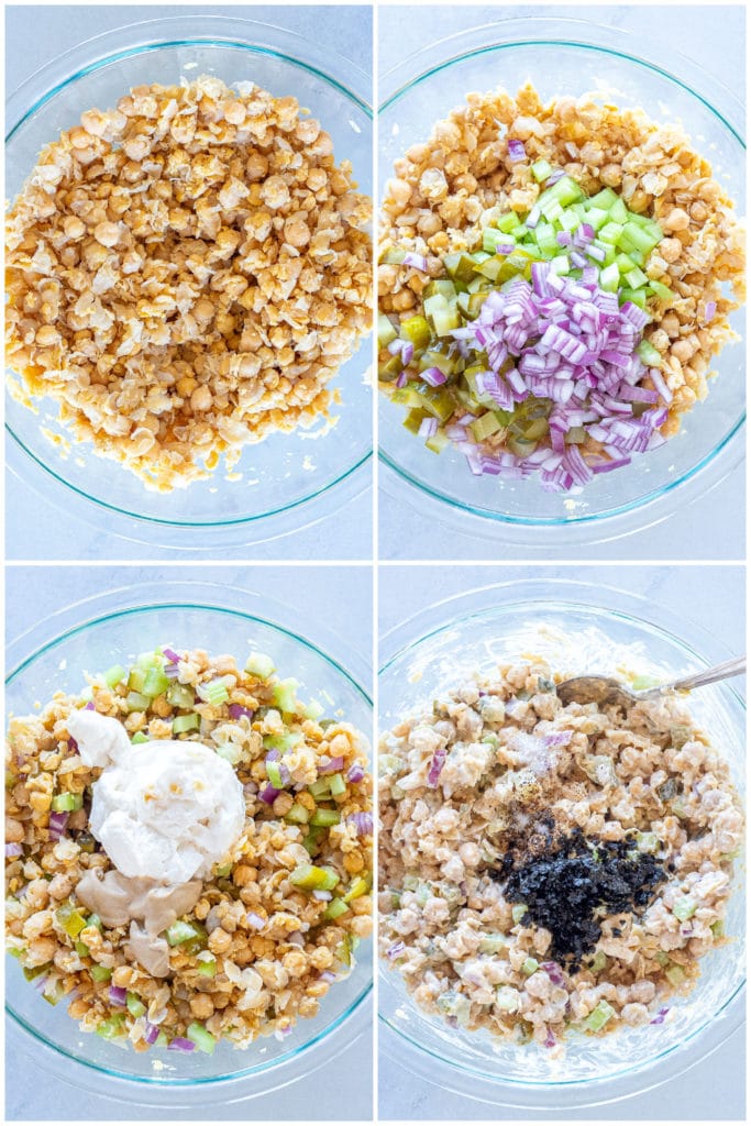 step by step photos showing how to make the best vegan tun a salad