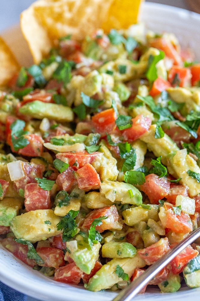 close up of avocado salsa