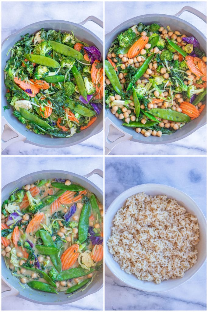 showing step by step how to make this Thai Green Curry recipe