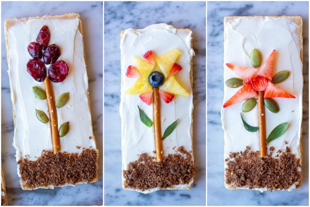 Close up of flower garden graham crackers