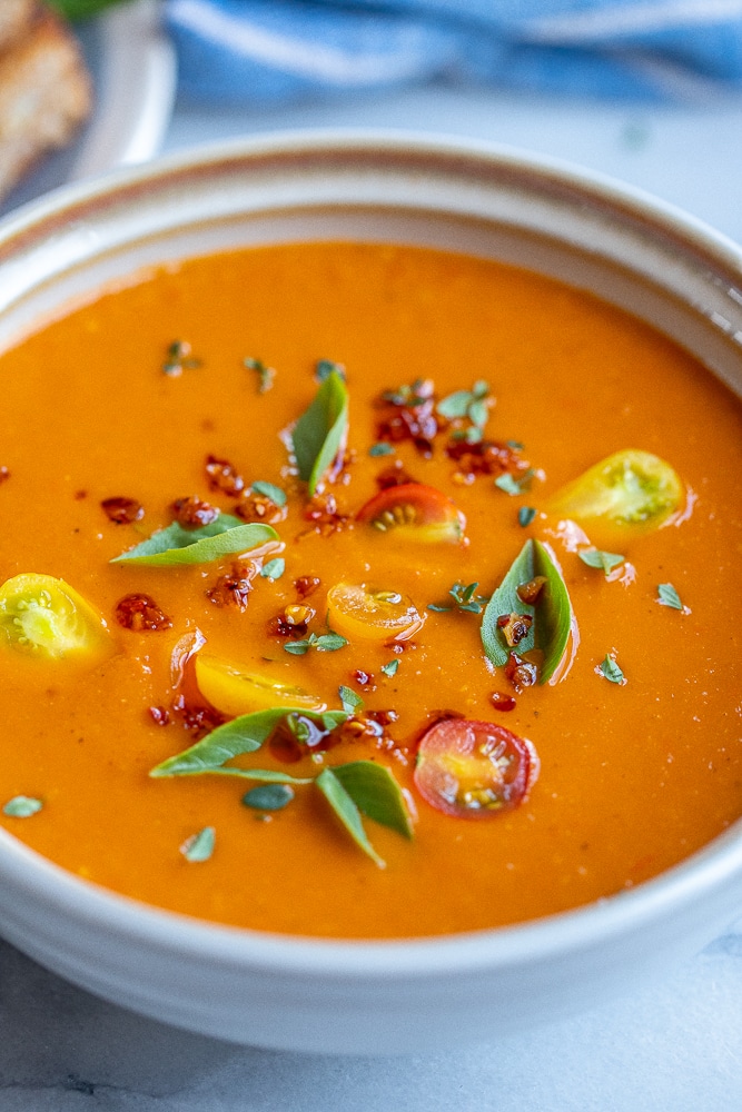 close up of the best tomato soup