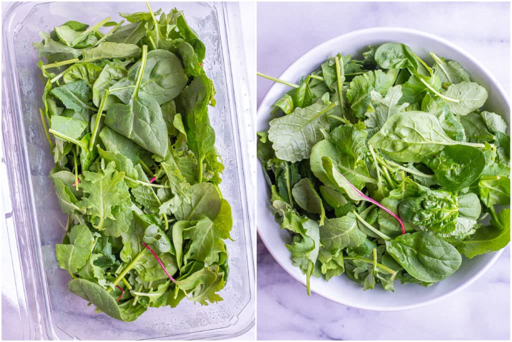a box of spring mix salad