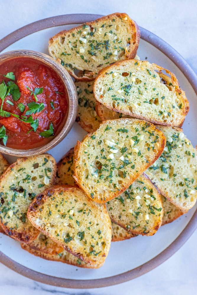 plate of miso butter garlic bread