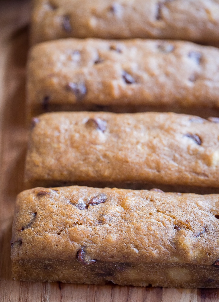 close up of a banana bread bar