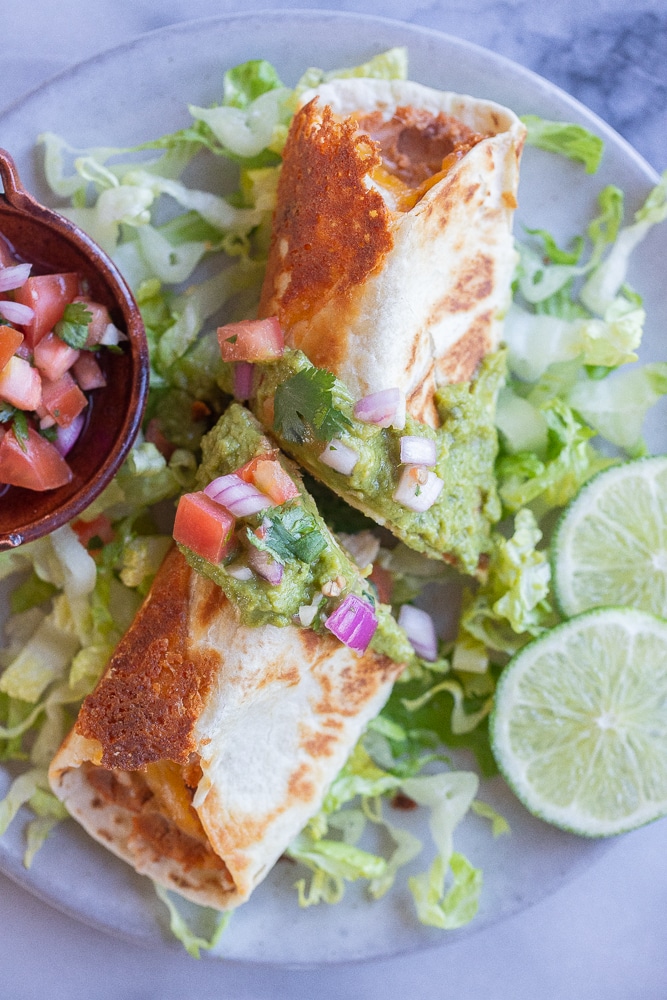 bean and cheese burrito recipe cut in half