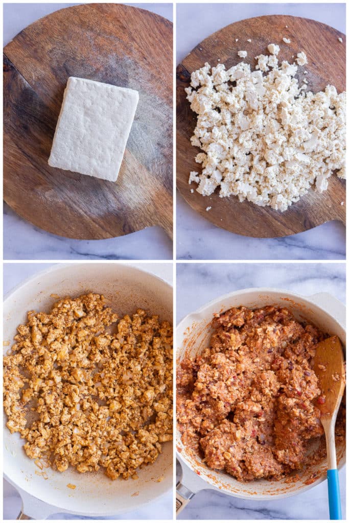 showing how to make taco flavored tofu for the casserole