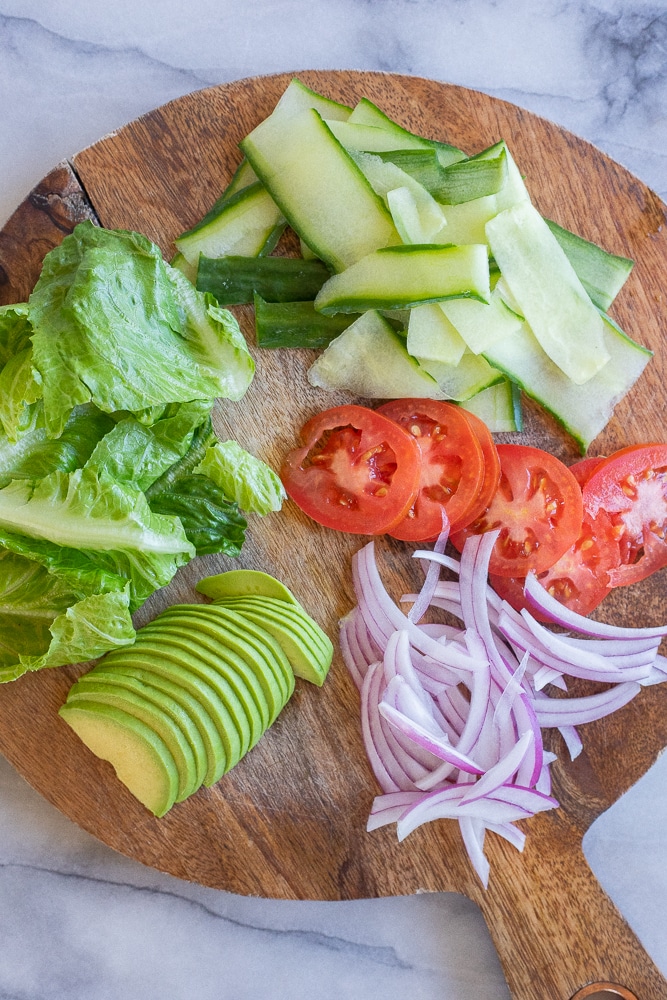 vegetable ingredients needed to make these easy vegetarian sandwiches