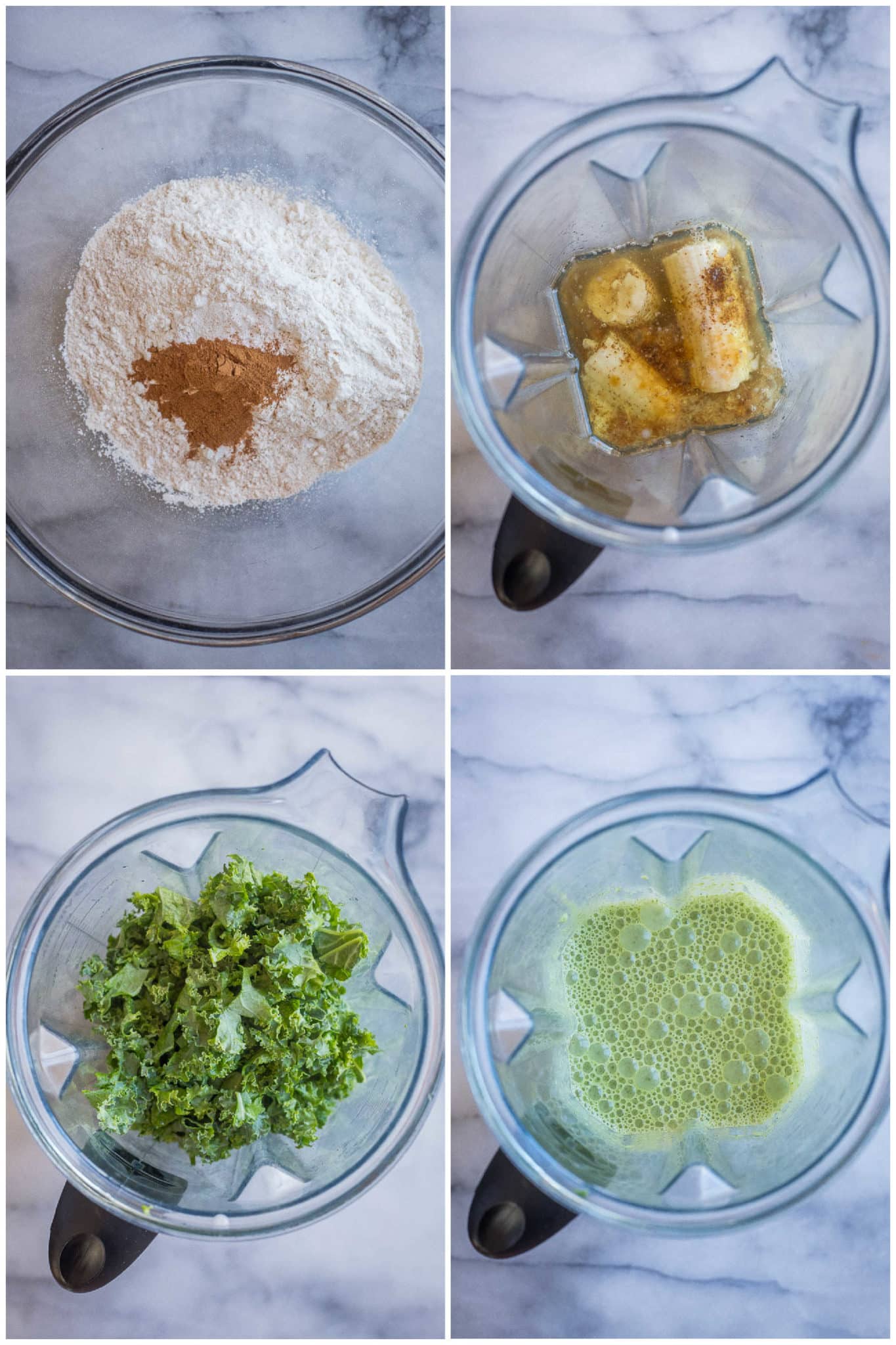 showing how to make kid friendly green muffins using a blender