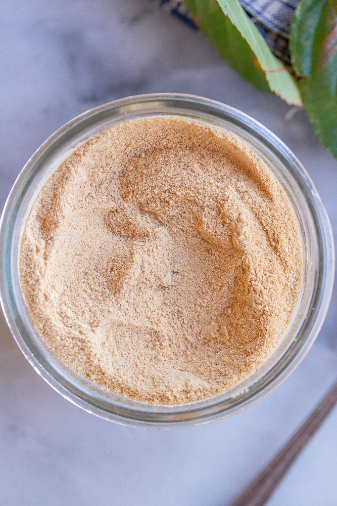 a jar of homemade apple pie spice