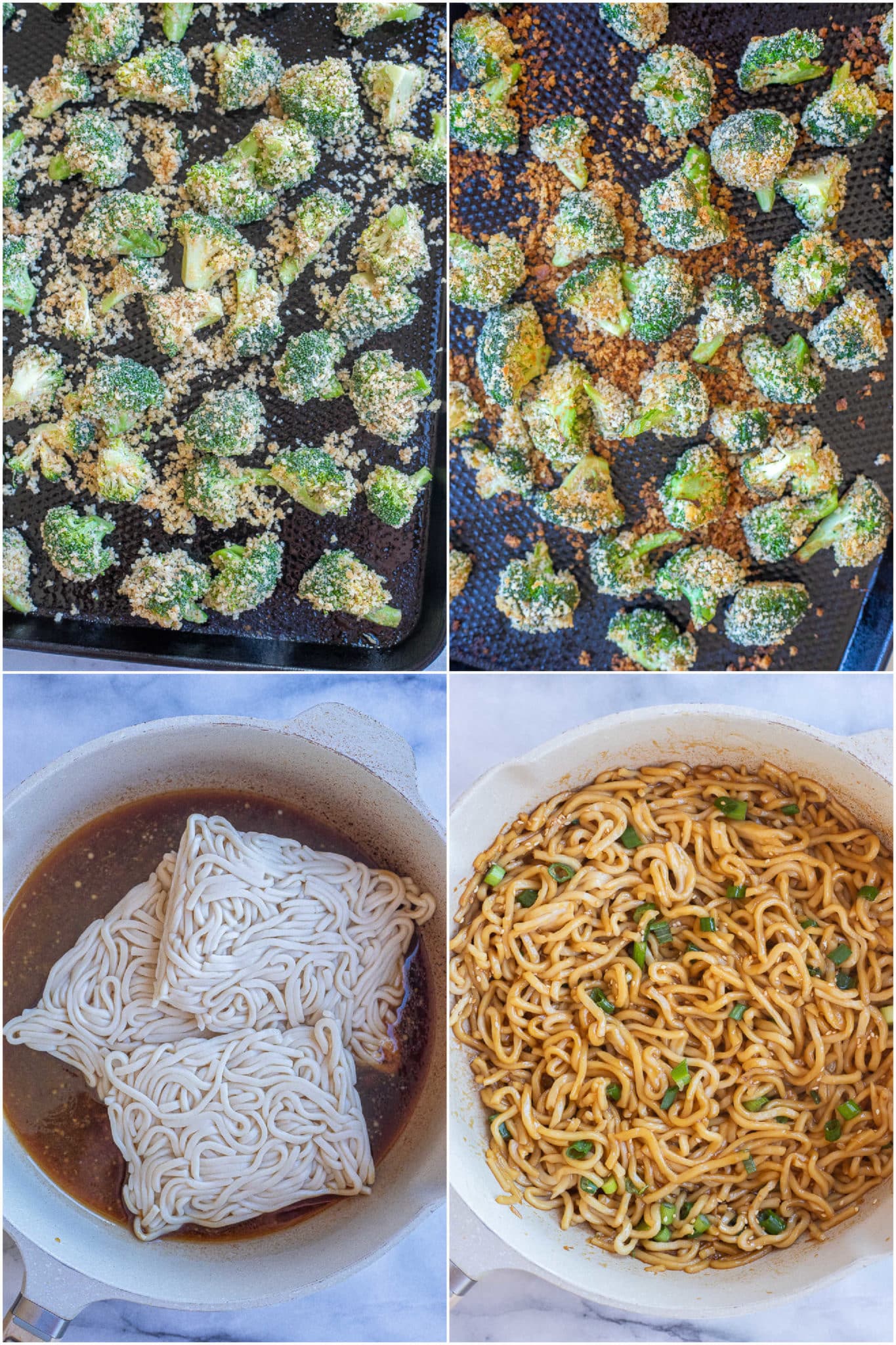 crispy baked broccoli with teriyaki noodles