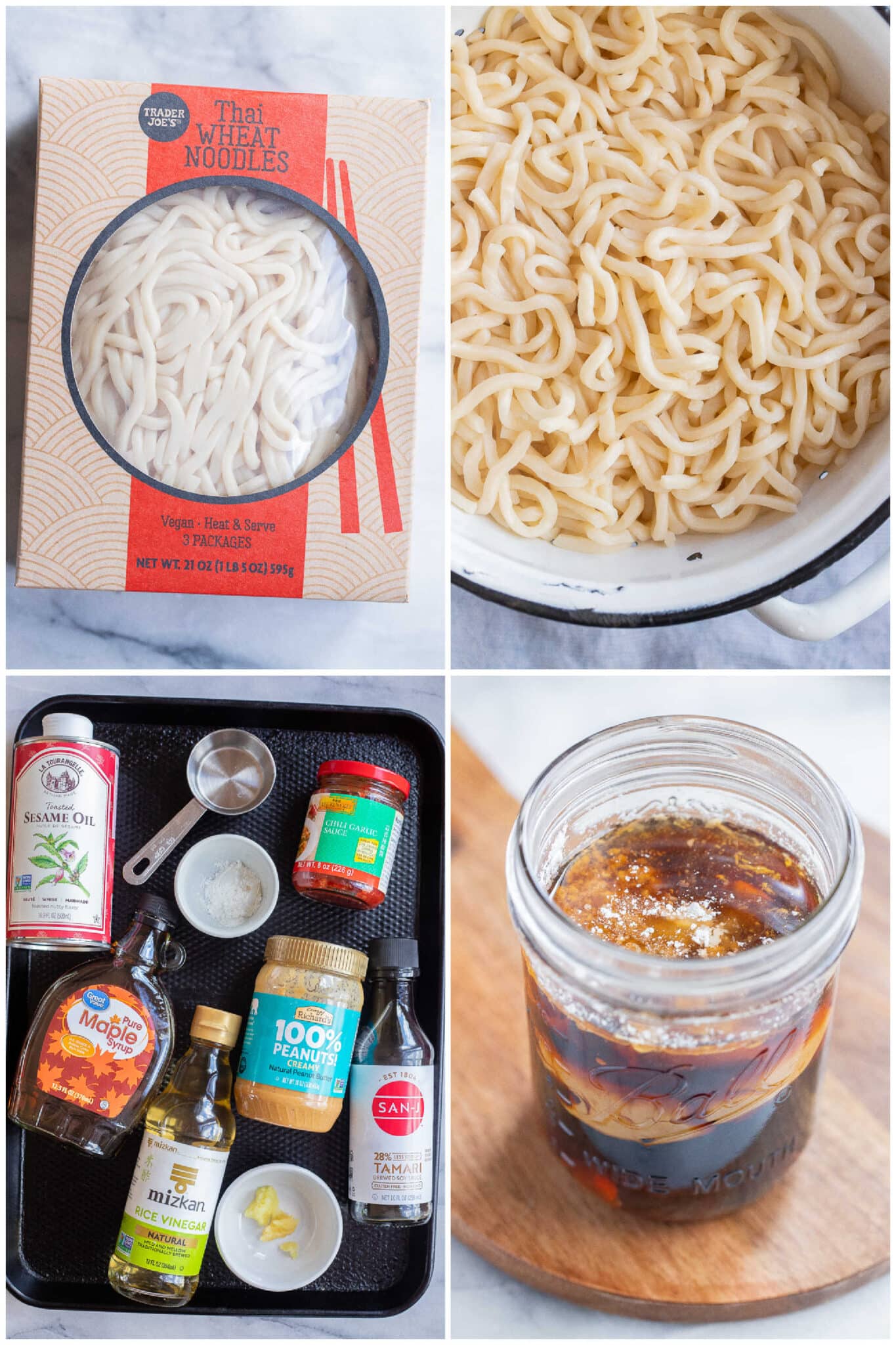 showing how to make the noodles and the peanut sauce