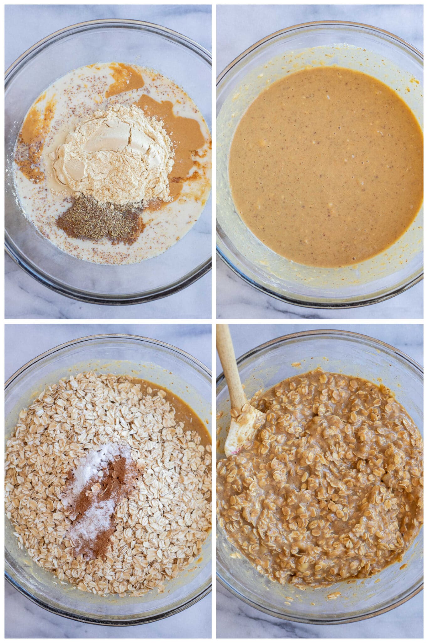 showing how to mix together the baked oatmeal batter