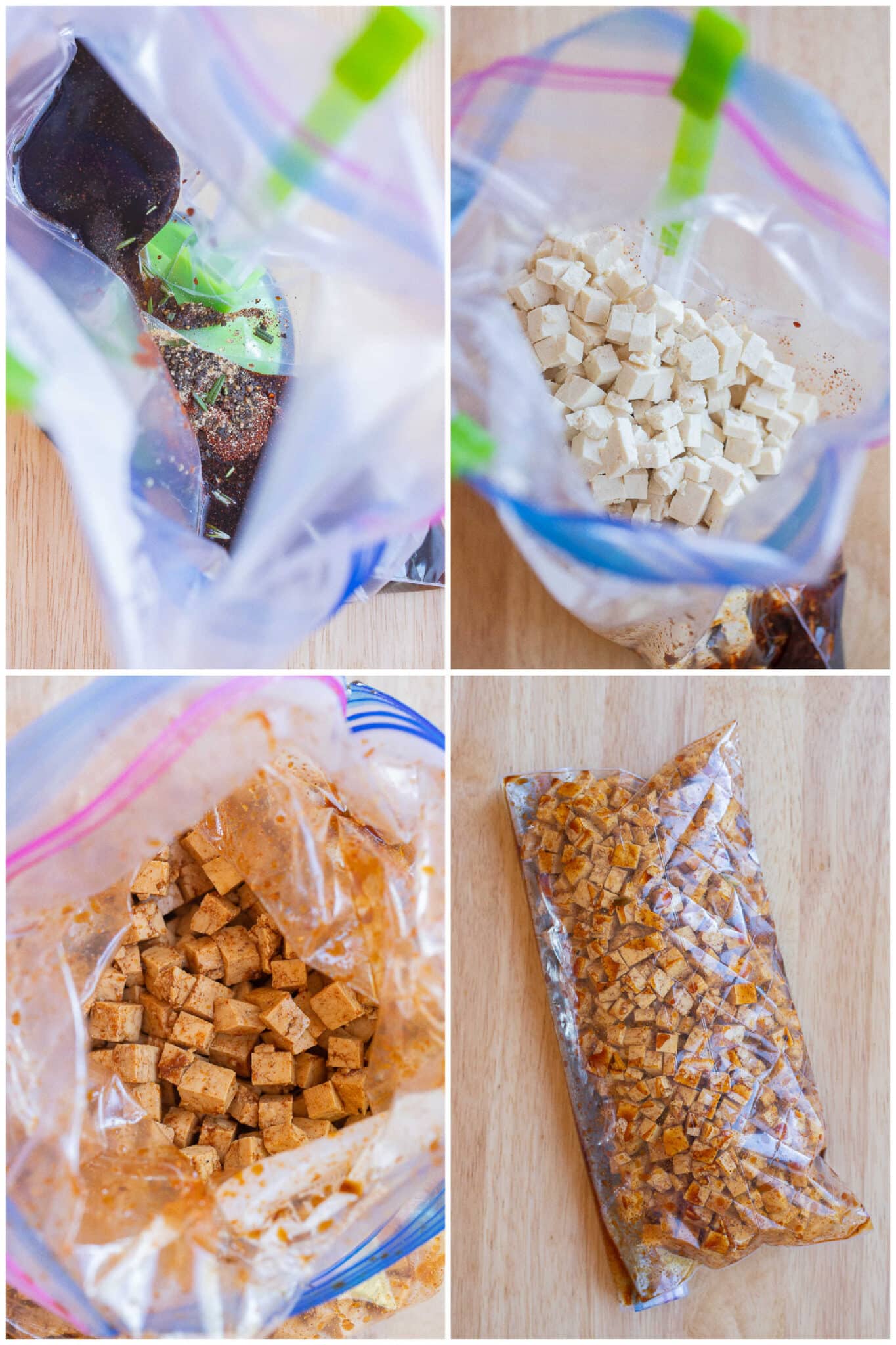 showing how to marinate the tofu in a smoky tamari based marinade