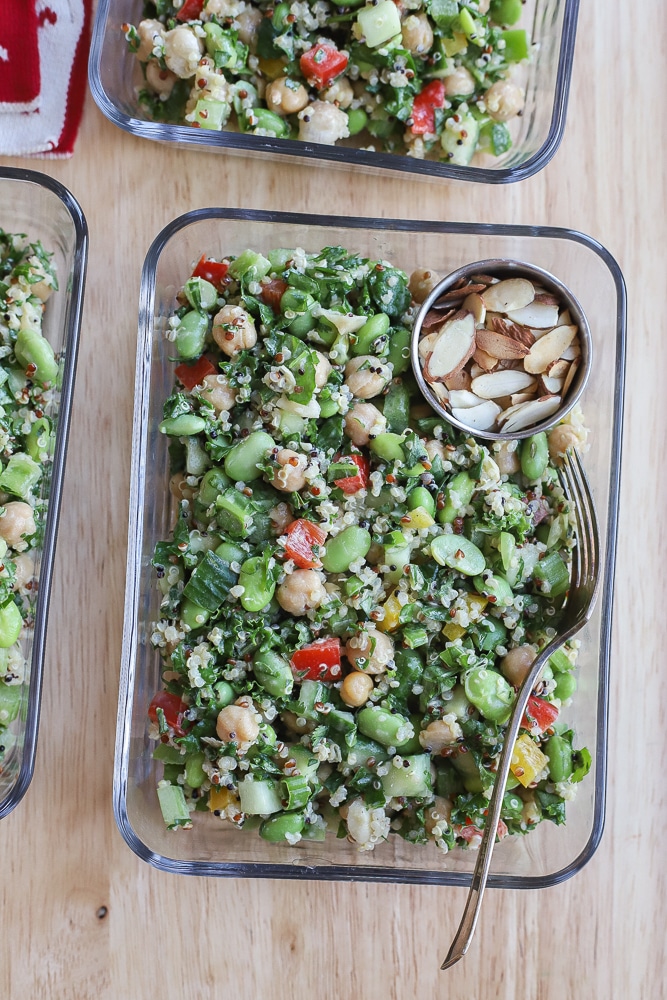vegan meal prep lunches in their containers