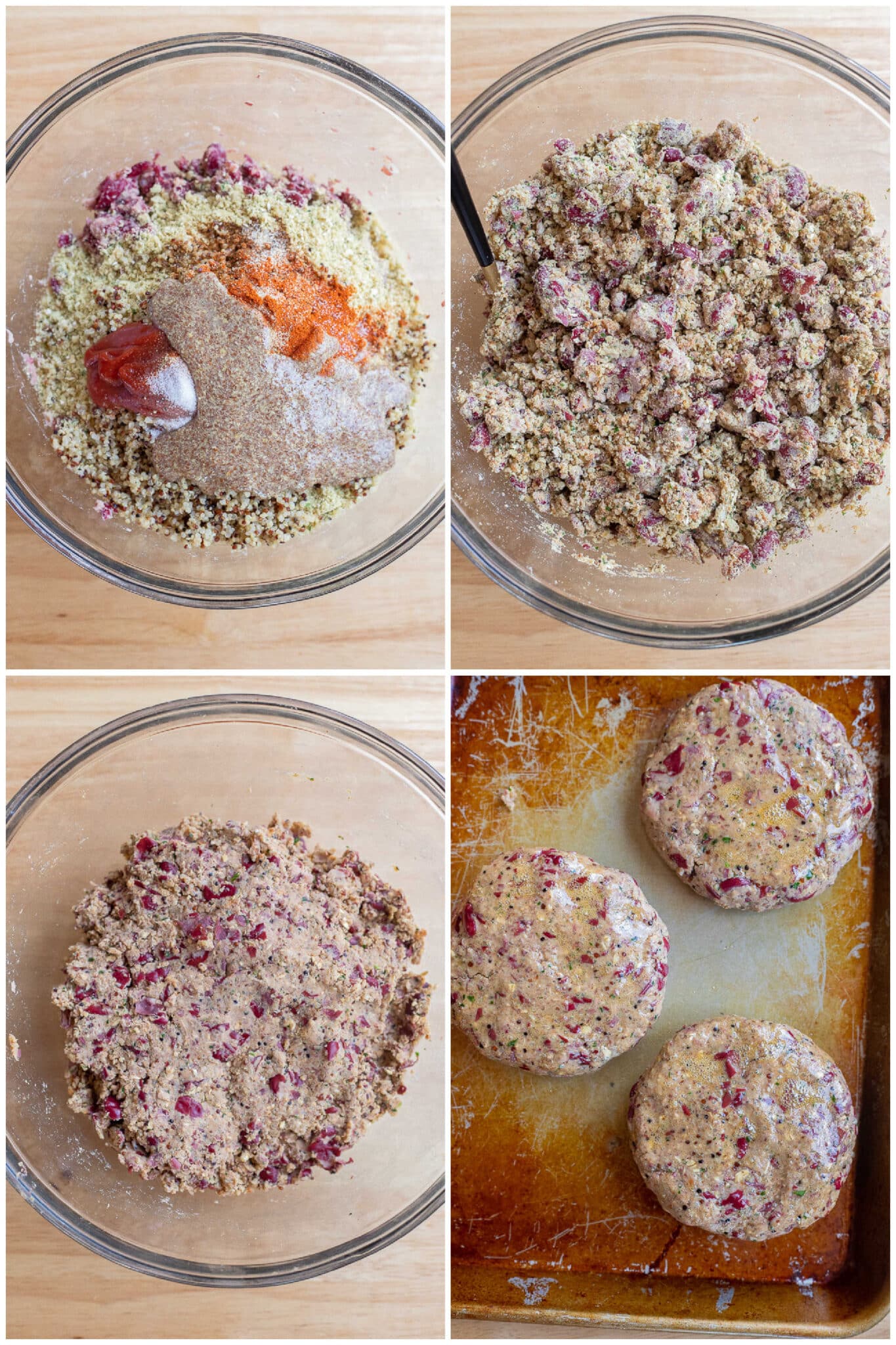 showing how to make and form the high protein kidney bean patties