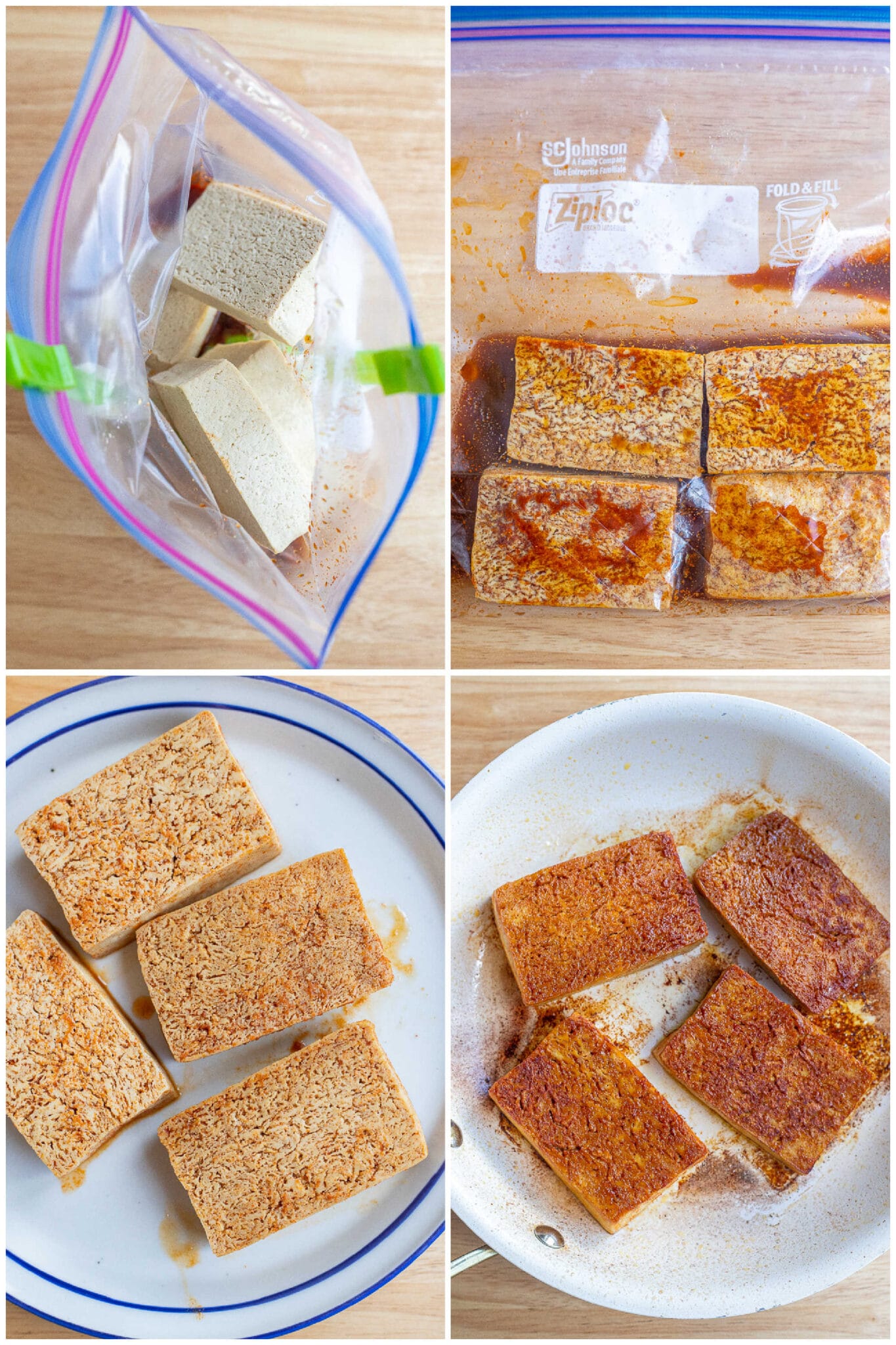 showing how to marinate tofu that has been frozen and thawed