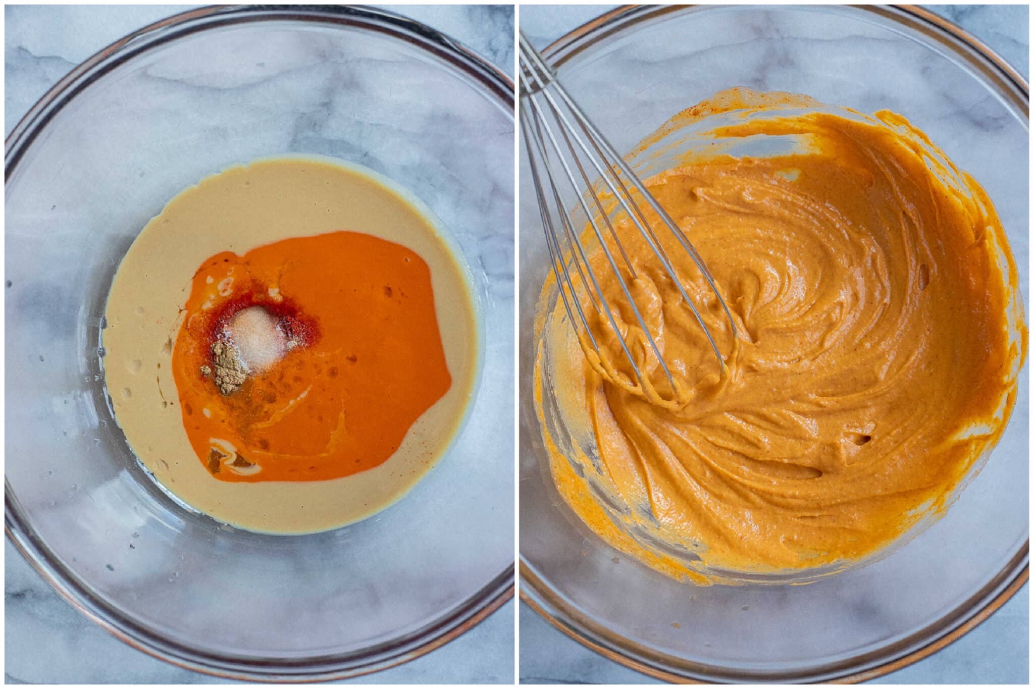 showing how to make the tahini buffalo dressing