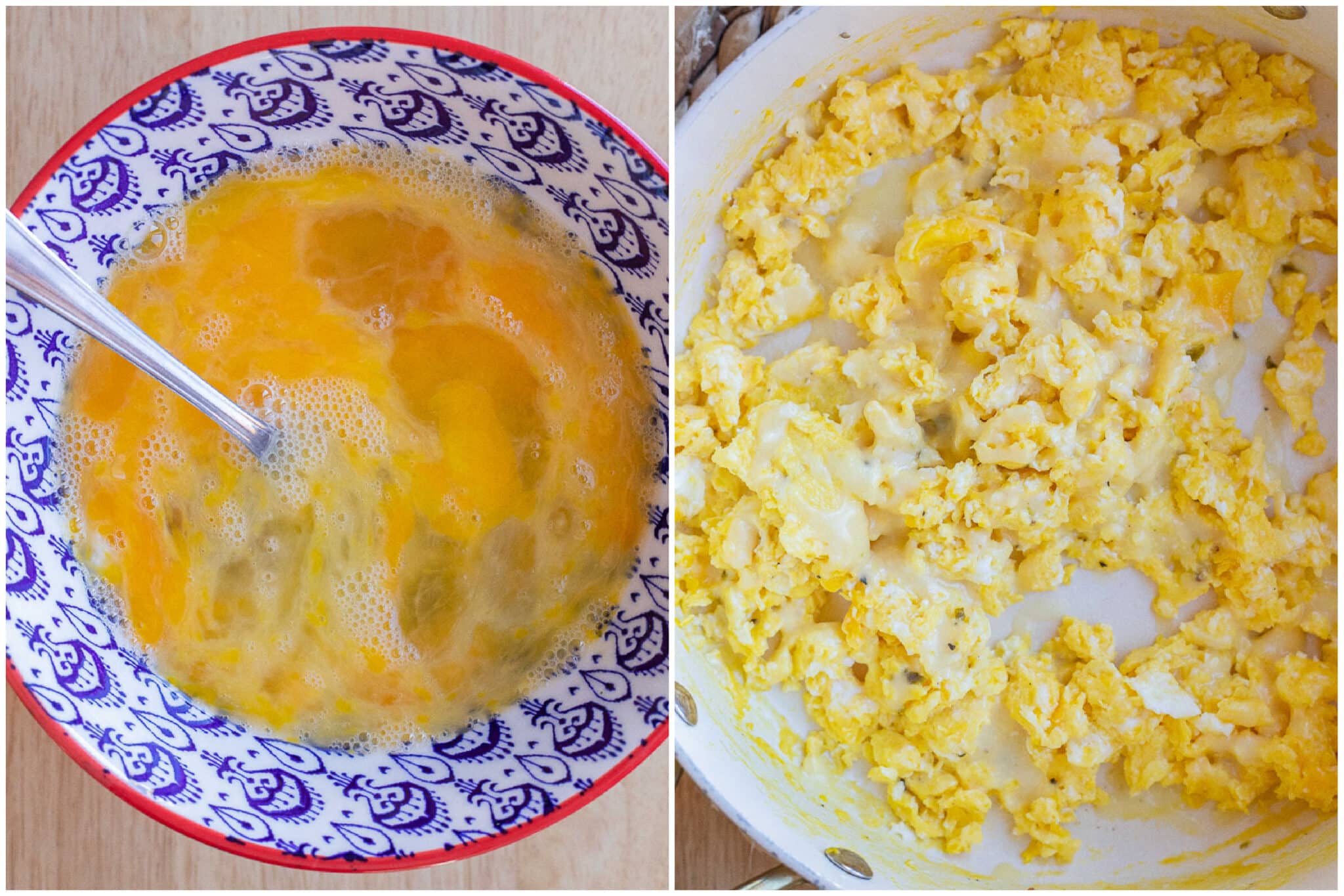 scrambled eggs with cheese melted on top