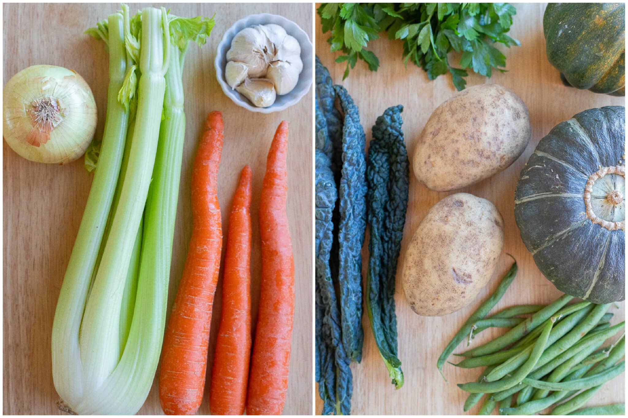 showing all the vegetables used in this classic minestrone soup recipe