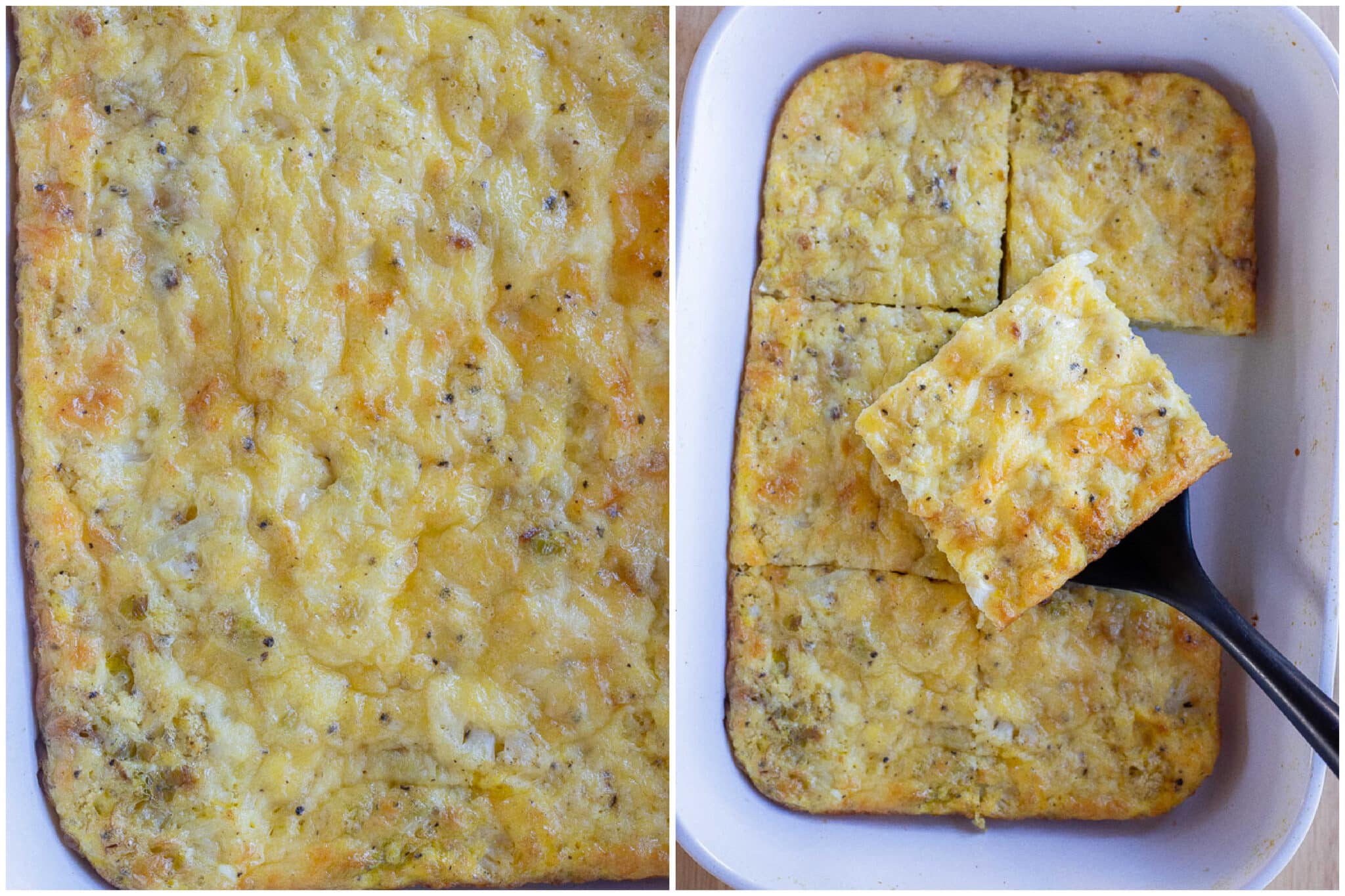 white cheddar egg bake after it has come out of the oven