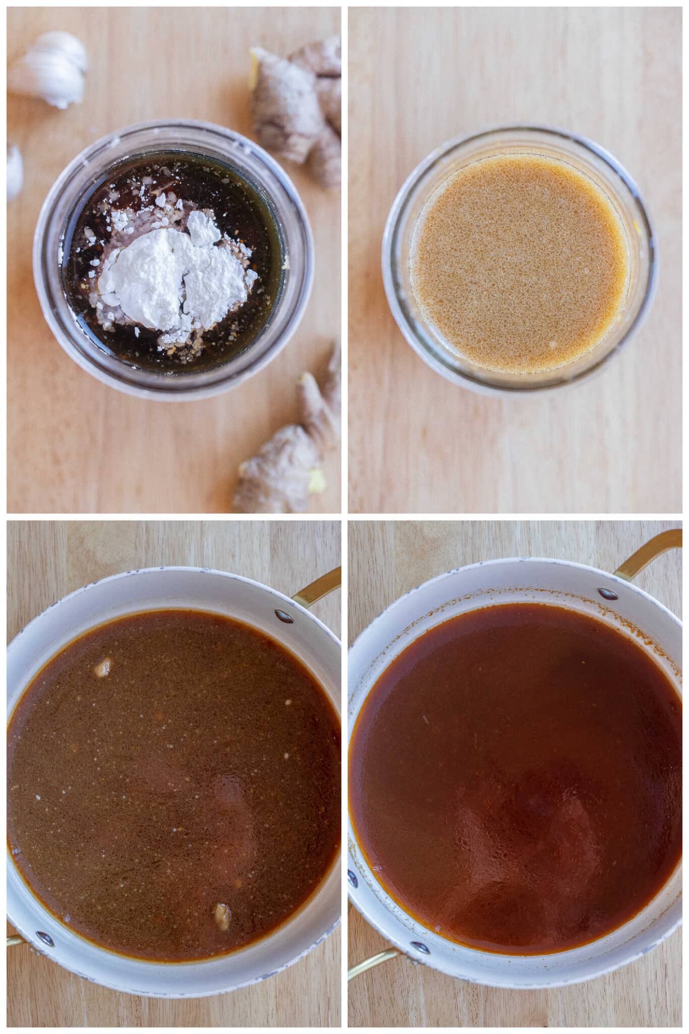 showing how to make the homemade teriyaki sauce using pantry ingredients